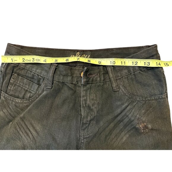 Obey Brown Distressed Capri Shorts Pants w Feather Size 28 Original Sample Piece - Picture 7 of 8